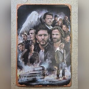 Supernatural with Cast and Car Metal Wall Sign